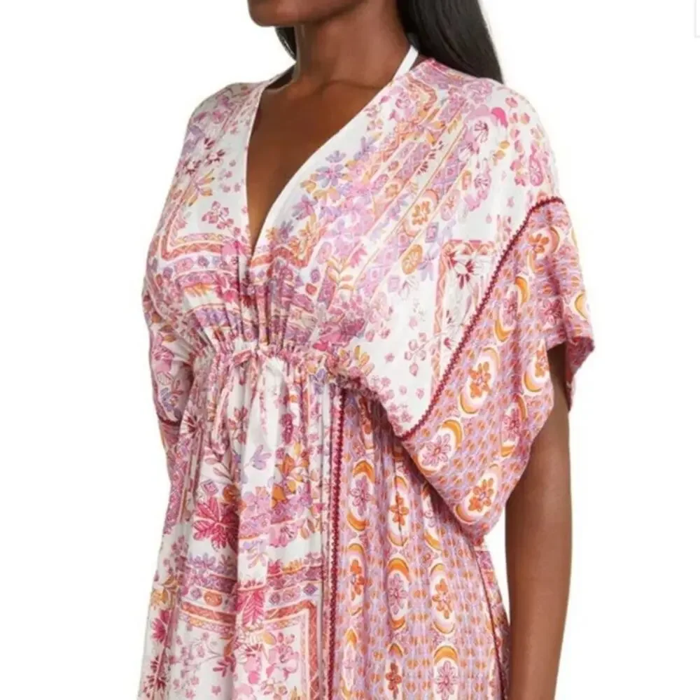 Poupette St. Barth Amaya Long Cover Up Midi Kaftan Dress Size S/M